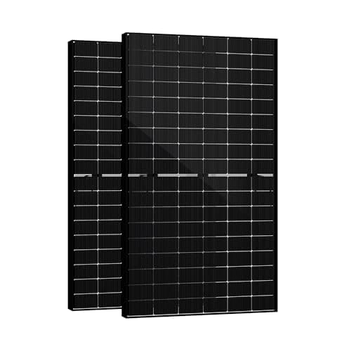 SAKETE Solar Panel 1000 W Bifacial (+200 W), Solar Module Double Glass Full Black, N-type Photovoltaic Module for Balcony Power Plant, 500 W PV Panel, Pack of 2