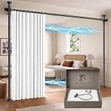 GONNRLY Room Divider Curtain Set, No Drilling Adjustable Privacy Curtains for Room Divider, Tool-Free Retractable Rod for Bedroom Office Partition White-100 W x 84" L(Pack of 1)