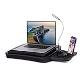 BIRDROCK HOME Multi-Tasking Lap Desk with Memory Foam Cushion | USB Light and Mouse Pad | Fits Laptops Up to 15" | Tablets Up to 9.6" | Smartphones Up to 4" | Black Spackle Top | Home Office