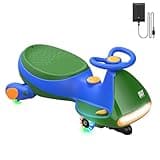 FanttikRide N7 Pro Electric Wiggle Car with Pedal, Rechargeable Battery, CyberWiggle, 2 in 1 Swing Car, 2 Speeds Max 4 Mph, Anti-Rollover, Flashing Wheels, Bluetooth, Ages 3+, 150 Lbs, Green