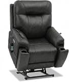 Triple Motor Lay Flat Power Lift Recliner Chair with Extended Footrest Hidden Cup Holders 400lbs Electric Recliner Chair for Living Room Home Theater(Black)