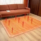 Large Graphene Electric Heated Floor Mat, Portable Radiant Heating Carpet with Thermostat & 12 Hour Timer, Radiant Floor Heater for Yoga RV Home Office Playroom(150x180cm)