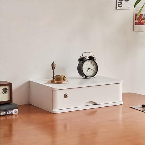 Jiiporegj Wooden Desktop Storage Box with Drawers - Sturdy File Cabinet Lockable Monitor Riser Chest of for Home/Office,a-4 Drawer(c,3 Drawer) E 1 Drawer
