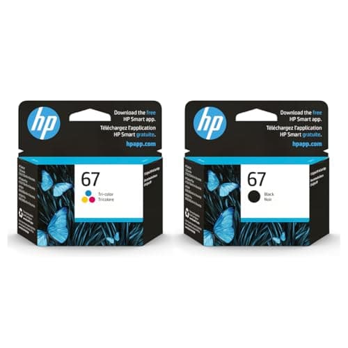 HP 67 Black and 67 Tri-color Ink Cartridge bundle (2 pack)| Works with HP DeskJet 1255, 2700, 4100 Series, HP ENVY 6000, 6400 Series