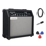 Electric Guitar Amplifier 20W Black Portable Smart amp 6.5'' Speaker 6.5mm Input 3.5mm aux Drive gain bass Treble Volume and Headphone Jack Practice amp