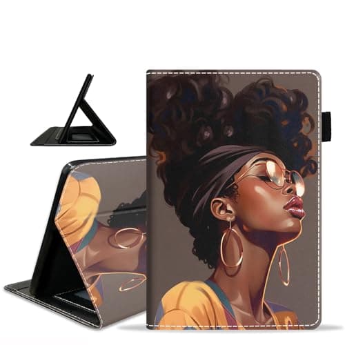 ZXHSBROK Case for Amazon Fire HD 8/Fire HD 8 Plus Tablet (12th/10th Generation, 2024/2022/2020 Release) - Slim PU Leather Stand Folio Cover with Card Slot & Auto Sleep/Wake, African American Women