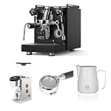 Diletta Bello+ Espresso Machine (Black) Bundle with Faustino 3.1 Grinder (Copper), 58mm Bottomless Portafilter & 12oz Frothing Pitcher (Matte White)