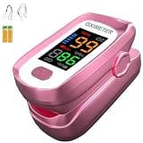 Blood oxygen meter finger, Oxygen meter finger pulse oximeter, Pulse oximeter for kids and Adult, Oxymeter Pulse OX for Sports Aviation Use Pink1