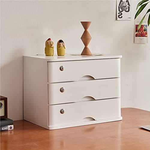 EliteBloom Desktop File Cabinet - Solid Wood Storage Box - Desktop Organizer, Solid Wood Storage Box Small Chest of Drawers Put A4 Paper, Small Chest of Drawers Put A4 Paper (E 3 Drawer)