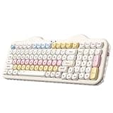 YUNZII C98 Wireless Mechanical Keyboard with Number Pad,99 Key BT5.0/2.4G/USB-C Hot Swap Gasket Mount with PBT MOA Keycaps,Custom RGB,Cute Cake Keyboard for Win/Mac (Beige, Candy Linear Switch)