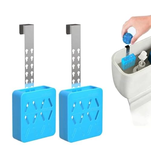 Toilet Tank Tablet Holder,Adjustable Holder-Hanging Bleach Tablet Bracket with 6 Levels,4'' x 3.5'' x 1.2'' Bleach Tablet Bracket for Preventing Dissolved Residue from Polluting Water Tank(Blue 1Pcs)
