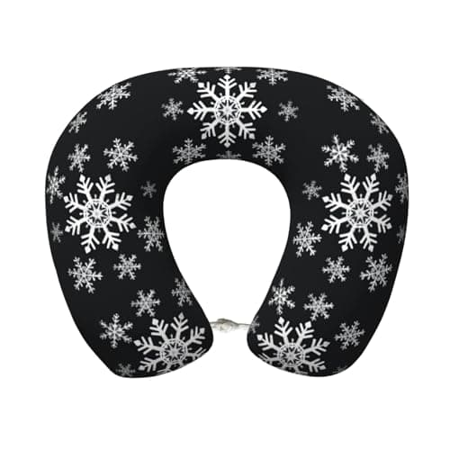 AQRJKHD White Snowflake Neck Pillow for Traveling Upgraded Travel Neck Pillow for Airplane Memory Foam Travel Pillow for Flight Headrest Sleep U Shaped Airplane Portable Pillow Plane Accessories