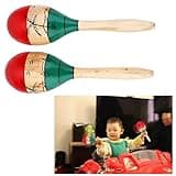 Omquot Wooden Maracas Durable Colourful Toy for Children's Musical Education, Developing Rhythm Sense and Coordination Skills for Children