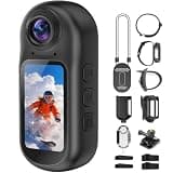 4K Mini Body Camera with Audio and Video Recording, Tiny Thumb Action Camera with 1.5" Screen, 6‑Axis EIS, WiFi + Bluetooth, Portable Clip On Wearable POV Camera for Motorcycle Helmet, Sports, Pet