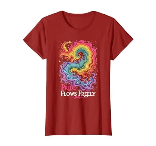 Pride Flows Freely Celebration Design T-Shirt, Women, Cranberry Red, Small