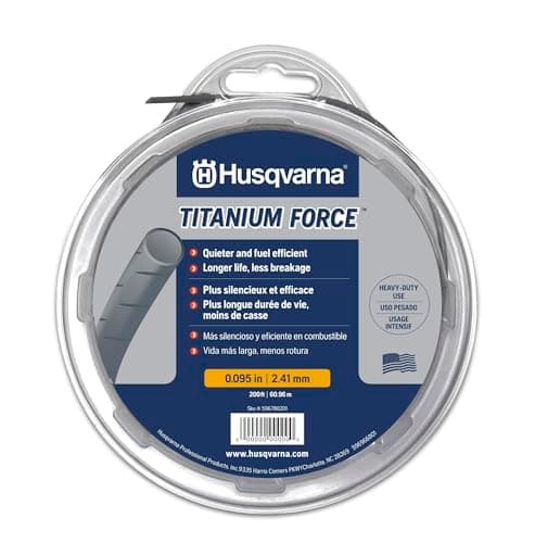 Husqvarna Titanium Force 0.095-Inch, 140-Foot Spooled String Trimmer Line, Professional Grade Copolymer Weed Eater Line with Cutter, 639005102, Gifts for Men