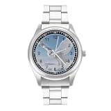 FodPand Analog Men Stainless Steel Band Watch Big Face Silver Wristwatch