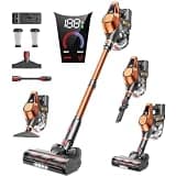 Fieety Cordless Vacuum Cleaner 650W 55KPA 70Mins Powerful Vacuum Cleaners for Home, 1.6L Dust Cup, LED Display, Anti-Tangle Self-Standing Stick Vacuum for Carpet/Hardwood Floor/Pet Hair/Car