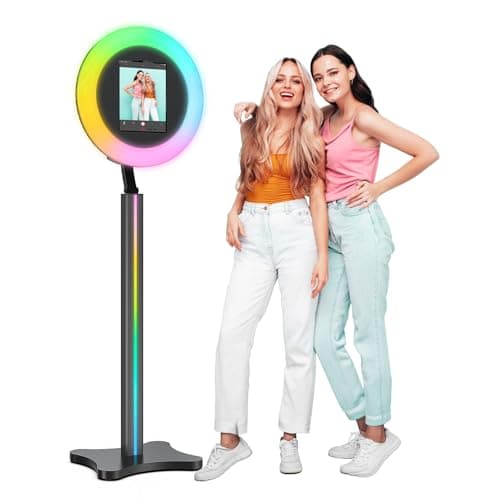 Portable iPad Photo Booth Machine with RBG Light, ChackTok App Control, Compatible with Any iPad(10.2" to 12.9"), Lightweight Design, for Parties, Wedding, Rentals ＆ Business