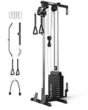 Mikolo Wall Mount Cable Machine, 118lb Weight Stack Cable Station, All in One Machine with Dual Pulley System and 19 Positions for Home Gym Fitness Equipment, Black