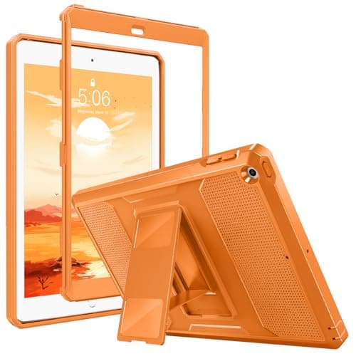 MoKo Case Fit 2018/2017 iPad 9.7 6th/5th Generation - [Heavy Duty] Shockproof Full Body Rugged Hybrid Cover with Built-in Screen Protector Compatible with Apple iPad 9.7 Inch 2018/2017, Orange