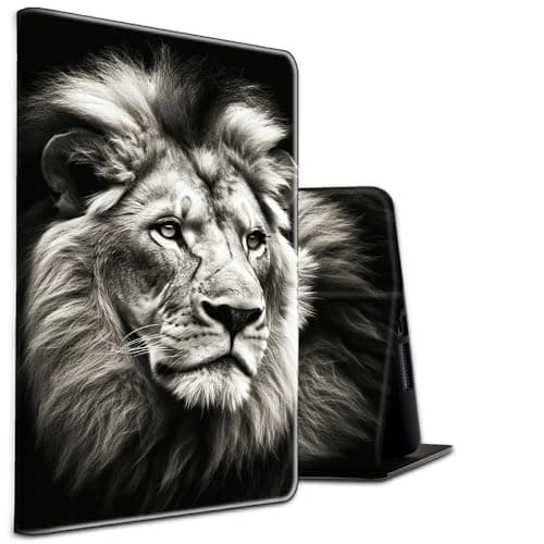 Case for Kindle Fire 7 Tablet (12th Gen, 2022 Release) and Fire 7 Kids Tablet (12th Gen, 2022 Release) PU Leather Shockproof Stand Protective Cover with Auto Sleep/Wake,Lions