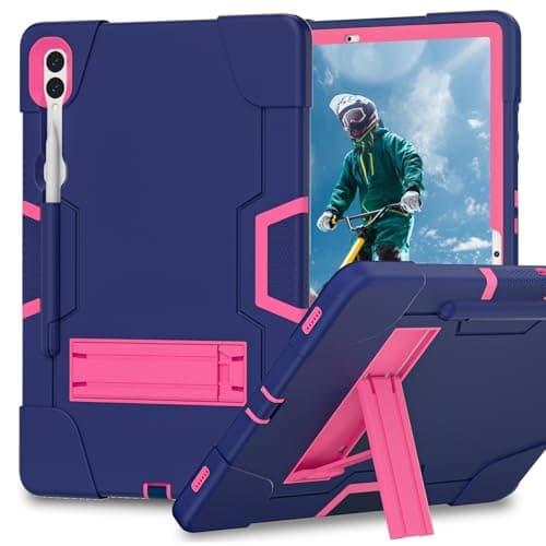 Tablet Case Compatible with Samsung Galaxy Tab S10 Plus 12.4inch 2024 SM-X820/X826B/X828U Kickstand Shockproof Rugged Hybrid Heavy Duty Protective Cover Rugged Stand Protection Case (Navy Rose)
