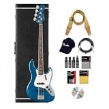 Fender American Vintage II 1966 Jazz Bass - Lake Placid Blue Antigua Bundle with Hat, Strap, Instrument Cable, Guitar Cleaning Kit, and Austin Bazaar Instructional DVD