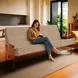 Peanu Full XL Futon Mattress, Memory Foam Infused, Linen Cover