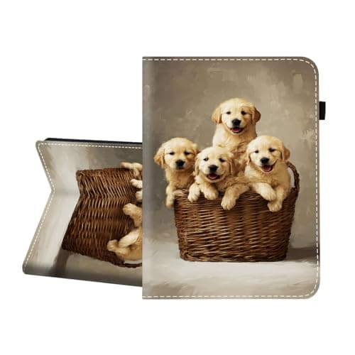 CICPLKSE Case for Samsung Galaxy Tab A11 / Tab A9 8.7-Inch 2025/2023,Premium PU Leather Cover with Auto Sleep Wake,Golden Retriever Puppies