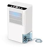 Dehumidifiers for Home, 2000 Sq.Ft Small Dehumidifier with 3.3ft Drain Hose, 2.5L Tank, Timer Sleep Mode, Portable Dehumidifier for Basement, Bedroom, Bathroom (Pearl White)