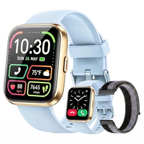 WMK Smart Watches for Women, 1.83" Smart Watch for Android Phones & iPhone, Light Blue