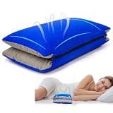 BLABOK Inflatable Lumbar Pillow for Airplane Travel Lumbar Support Pillow for Car, Office Chair Back Support Office Chair Back Support for Reducing Lower Back Pain (Blue)