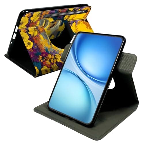 Cdkfxjy Case for Samsung Galaxy Tab S9/S10 Lite/S10 FE/S9 FE, 360° Rotating Stand Cover with Auto Wake Sleep, Premium PU Leather Folio Protective Shell,Face in Flower
