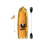 Pelican Solo EVO DLX - Kids Sit on top Kayak with Paddle and Decals - Mango - Twin Tunnel Hull with Swim up Deck - Lighweight & Durable - 6 ft