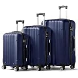 Karl home Luggage Set of 3 Hardside Carry on Suitcase Sets with Spinner Wheels & TSA lock, Portable Lightweight ABS Luggages for Travel, Business - Navy Blue (20/24/28)