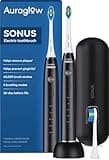 AURAGLOW Sonic Electric Toothbrush for Adults – Rechargeable, 40,000 VPM, 5 Modes, Removes 10x More Plaque, IPX7 Waterproof, Wireless Charging, 30-Day Battery, 2 Brush Heads & Travel Case