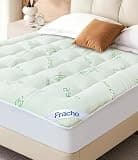 Fracho Ultra Soft Mattress Topper Queen Size - Rayon Made from Bamboo Cooling Mattress Topper - 1000GSM Plush Pillow Top Bed Pad, Naturally Breathable & Supportive for Hot Sleepers, Green