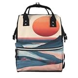 Pioyoku Abstract Beach Sunset Print Diaper Bag Backpack -Multifunction Travel Baby Diaper Bag,Baby Bags For Girls Boys