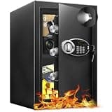 16.54" Tall Large Safe Box with Fireproof Waterproof for Documents - Steel Security Personal Fire Safe with Digital Keypad, Emergency Battery Box & Combination Lock, Safety Box for Valuables Money