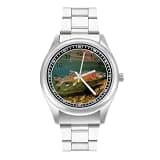 FodPand Mens Stainless Steel 3-Hand Analog Watch Easy Reader 40mm Dial