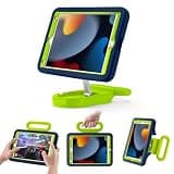 LeiJue Kids Case for iPad 7th/8th/9th Gen 10.2 inch,Light Weight Heavy Duty/Shockproof/Drop Proof with Handle/Kickstand,Child Friendly Protective Cover for iPad 10.2 2021/2020/2019 (Bluegreen)
