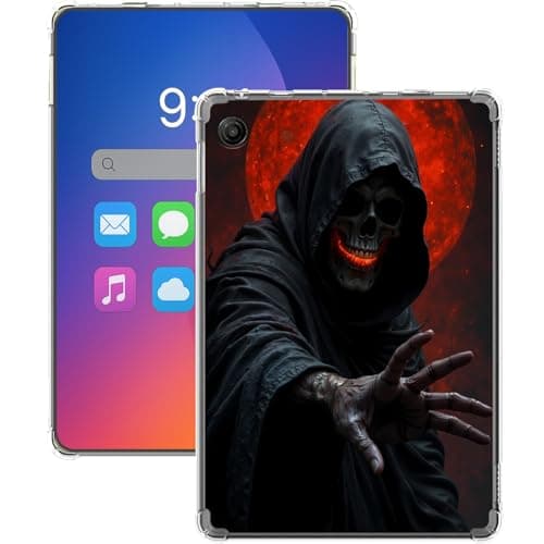 Gmeyutqy Clear Case for T-Mobile REVVL Tab 2 10.1", Ultra Slim Lightweight TPU Soft Transparent Cover for T-Mobile REVVL Tab 2 5G 2025, Cool Red Skull