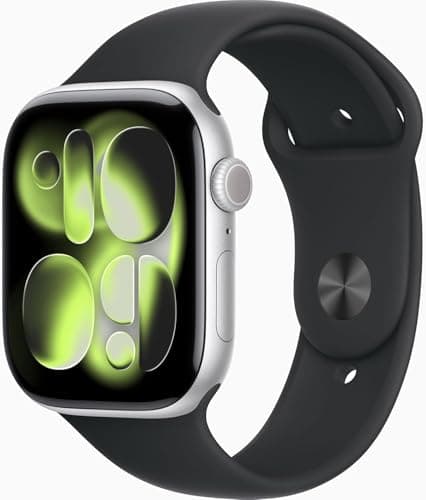 Apple Watch Series 11 [GPS, 46mm] Silver Aluminum Case with Black Sport Band, S/M (Renewed Premium)
