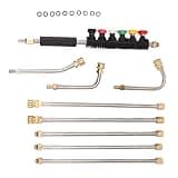 Drfeify Pressure Washer Extension Wand Set with 6 Nozzles for Deep Cleaning in HardtoReach Areas, Stainless Steel, 5 Straight and 3 Curved Rods
