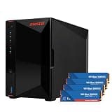 Asustor AS5402T, 2 Bay NAS with 4 x 1TB SSD (WDS100T5B0E), Intel Quad-Core 2.0GHz CPU, 4X M.2 NVMe SSD Slots, 2x2.5GbE Ports, 4GB DDR4 RAM, for Gaming and Live Stream, Network Attached Storage