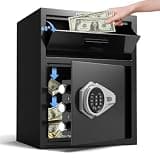2.6 Cub Depository Safe with Drop Slot, Anti-Theft Drop Safe for Business, Money Safe for Cash with Digital Keypad and Alarm & Mute System, Deposit Safes for Home Office and Restaurant Hotel