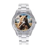 NTVOWPZO Three-Hand Analog Stainless Steel Watches for Men Easy Reader
