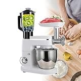 Electric Stand Mixer,Kitchen Juicer Machine,Stainless Steel 6L Mixing Bowl,Abs Metal Edging Body,Suitable for Birthday Parties,Company Team Building,Wedding Venues,Fast Food Restaurants (White)