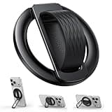 Lamicall Magnetic Phone Grip Holder for MagSafe - [Soft Silicone Loop] Vertical Cell Phone Zinc Alloy Ring Stand Kickstand, Magnet Finger Grip for iPhone 17/16/15/14/13/12 Series, Other Use Metal Ring
